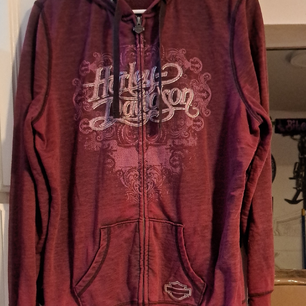 Harley-Davidson Burgundy Zip-Up Hoodie